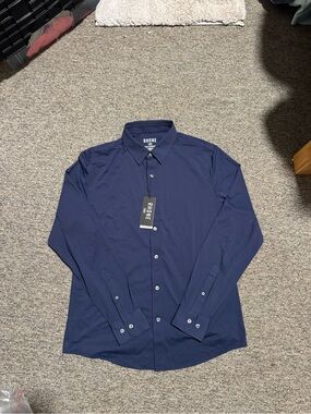 NWT Rhone Men's Navy Stretch Button-Down Shirt Size Medium